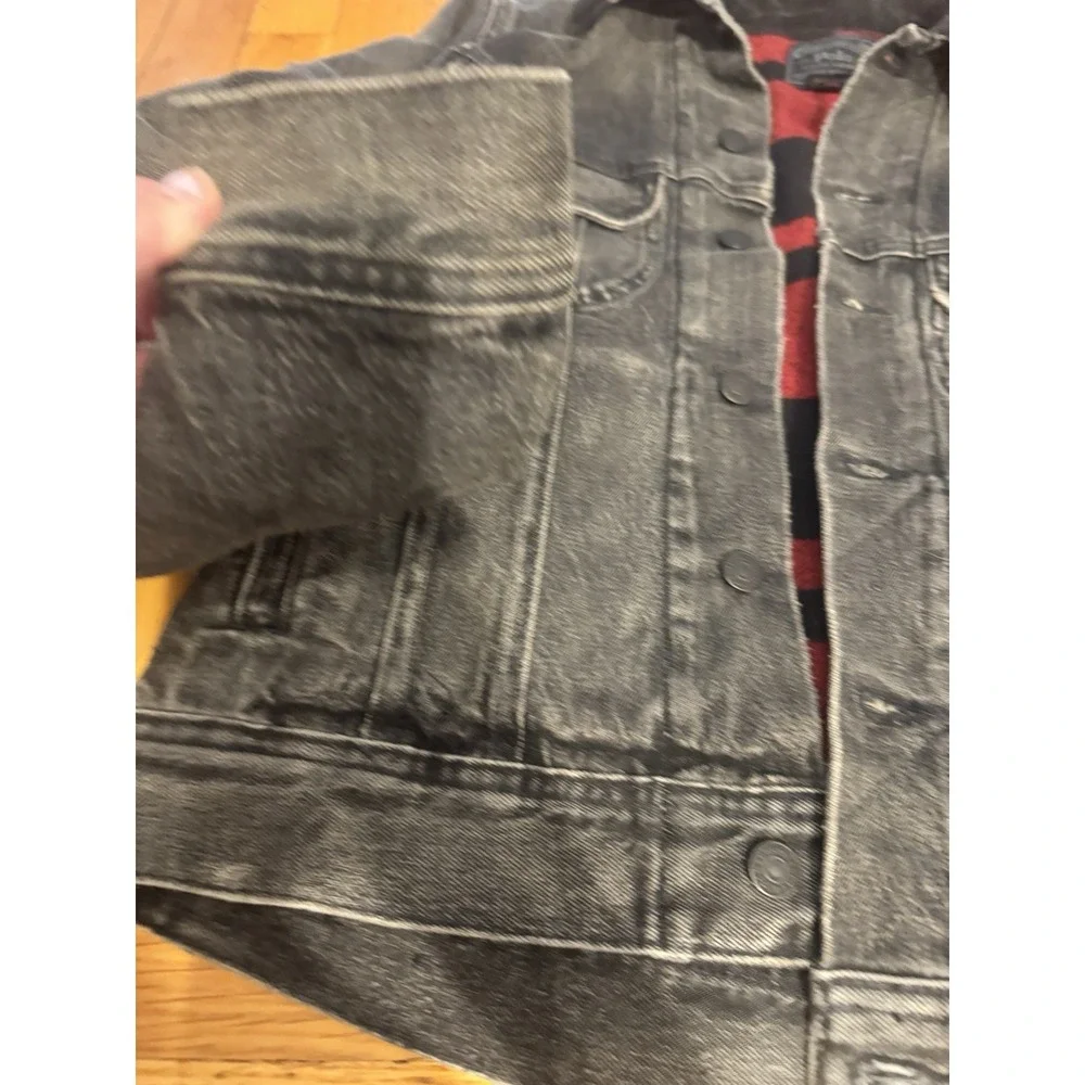 Polo Ralph Lauren Black Denim Trucker Jacket Womens S Buffalo Plaid Lined - Picture 8 of 12
